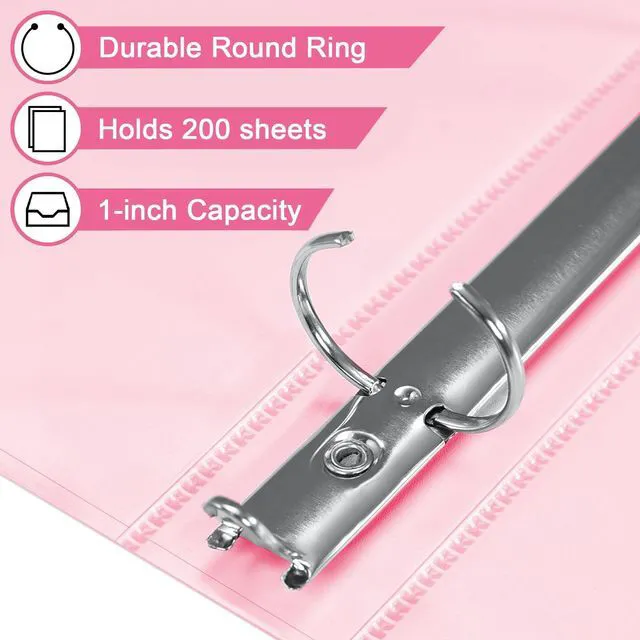 Alt view image 3 of 7 - 1-inch 3 Ring Binder with 2 Interior Pockets, 1''Durable Binders Holds US Letter Size 8.5'' x 11'' Paper - Versatile Binders for Office, Home, and School Use, 6 Pack Pastel Pink