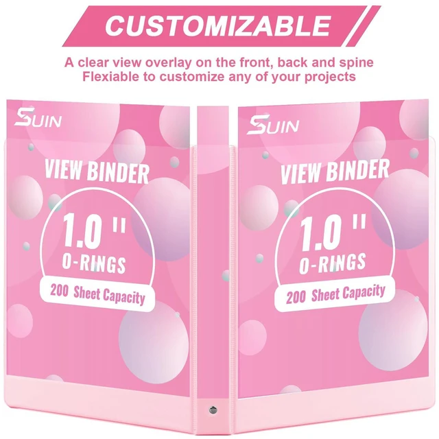 Alt view image 4 of 7 - 1-inch 3 Ring Binder with 2 Interior Pockets, 1''Durable Binders Holds US Letter Size 8.5'' x 11'' Paper - Versatile Binders for Office, Home, and School Use, 6 Pack Pastel Pink