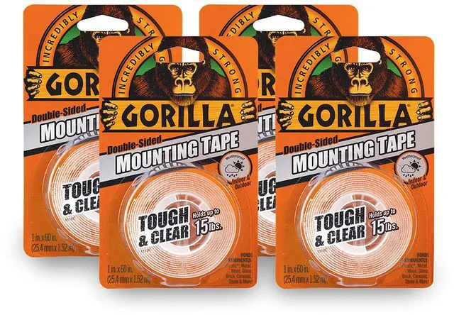 Main image of Tough & Clear; Double Sided Mounting Tape; Weatherproof; 1" x 60"; Clear; (Pack of 4)