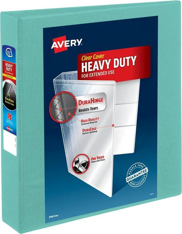 Main image of Heavy-Duty View 3 Ring Binder,1.5 Inch EZD Rings,Great for Portfolios,Office,School Notebooks,and More,1 Mint Binder (79271),(Pack of 6)