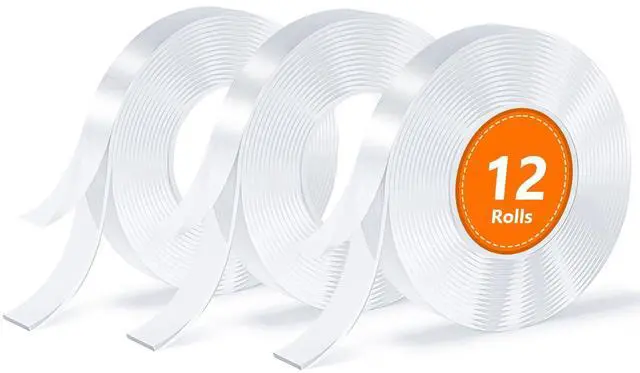 Main image of 12 Rolls Double Sided Tape, Nano Tape, Transparent Adhesive Tape, Traceless Adhesive Tape, Removable, Washable, Reusable, Suitable for Carpets, Photo Walls, 9.85 Feet Per Roll