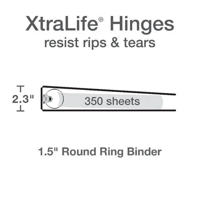 Alt view image 2 of 7 - Cardinal 3 Ring Binders, Binders for School and Office, Durable 1.5 Inch, Round Rings, Holds 350 Sheets, ClearVue Presentation View, Non-Stick, Assorted Bright Colors, 8 Pack (79553)