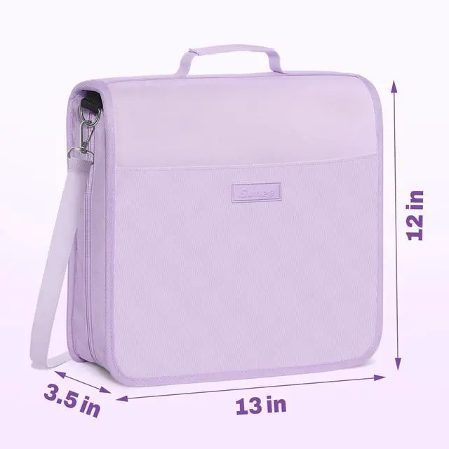 Alt view image 5 of 7 - Zipper Binder 3 Ring, 3 Inch O-Ring with Handle and Shoulder Strap, 600-Sheet Capacity, 5-Tab Expanding File Folder, Multi-Pockets for Middle School Organizer Binder with Zipper, Lavender Purple