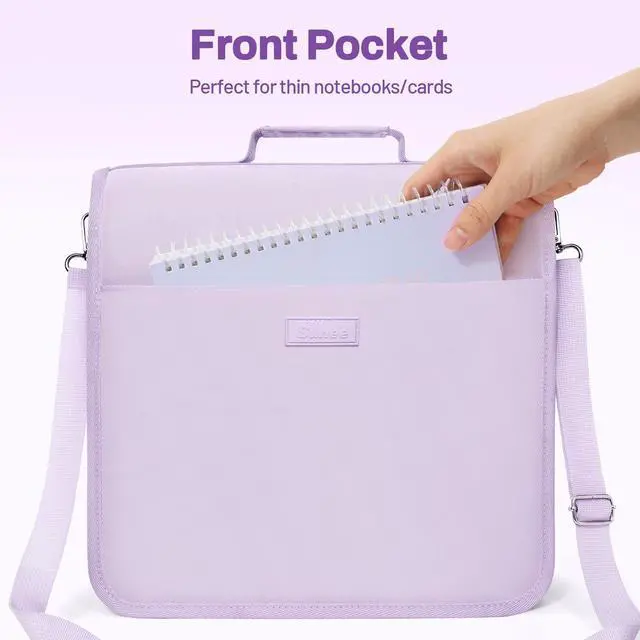 Alt view image 6 of 7 - Zipper Binder 3 Ring, 3 Inch O-Ring with Handle and Shoulder Strap, 600-Sheet Capacity, 5-Tab Expanding File Folder, Multi-Pockets for Middle School Organizer Binder with Zipper, Lavender Purple