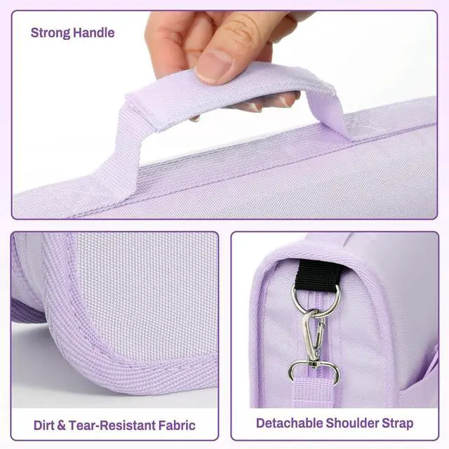 Alt view image 7 of 7 - Zipper Binder 3 Ring, 3 Inch O-Ring with Handle and Shoulder Strap, 600-Sheet Capacity, 5-Tab Expanding File Folder, Multi-Pockets for Middle School Organizer Binder with Zipper, Lavender Purple