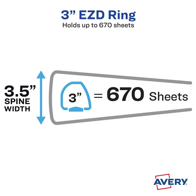 Alt view image 3 of 7 - Durable Clear View 3 Ring Binders, 3 Inch EZD Rings, 1 White Binder (09701) (Pack of 2)
