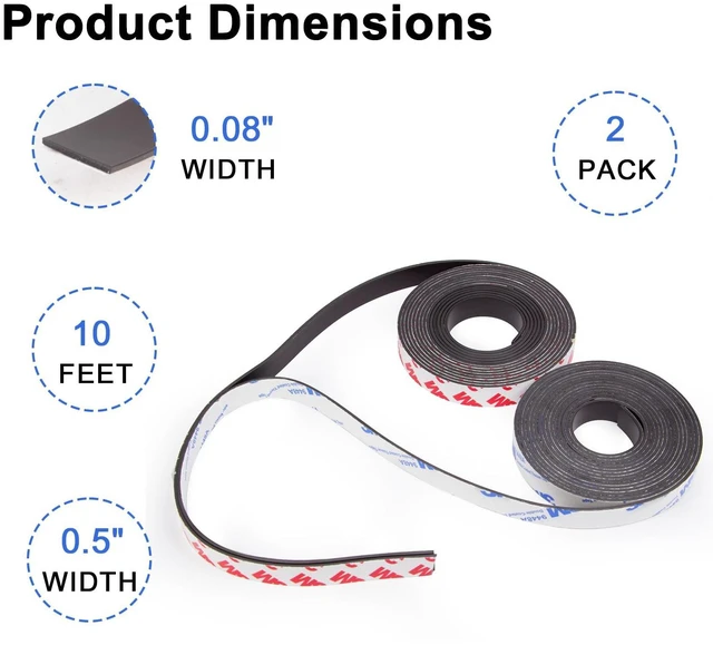 Alt view image 2 of 7 - A+B Paired Magnetic Tape with Adhesive 10ft x 1/2in x 0.06in, 2 Pack Flexible Magnet Strips for Lightweight Closures, DIY Organizing