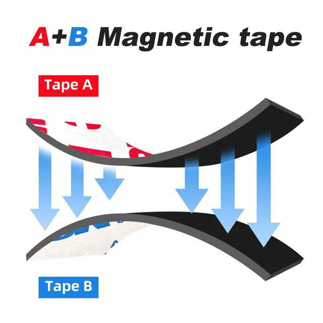 Alt view image 3 of 7 - A+B Paired Magnetic Tape with Adhesive 10ft x 1/2in x 0.06in, 2 Pack Flexible Magnet Strips for Lightweight Closures, DIY Organizing