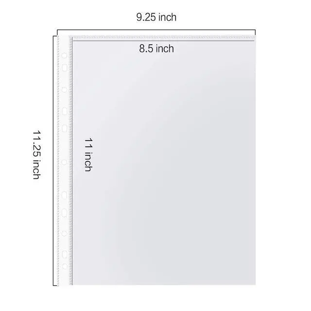 Alt view image 2 of 7 - 1000 Pack Heavy Duty Sheet Protectors Fit 3 Ring Binder, Letter Size Clear Heavy Duty Plastic, 9.25 x 11.25 inch, Reinforced 11-Hole, Fit for 3 Ring Binder, Top Loaded, Excluding Acid