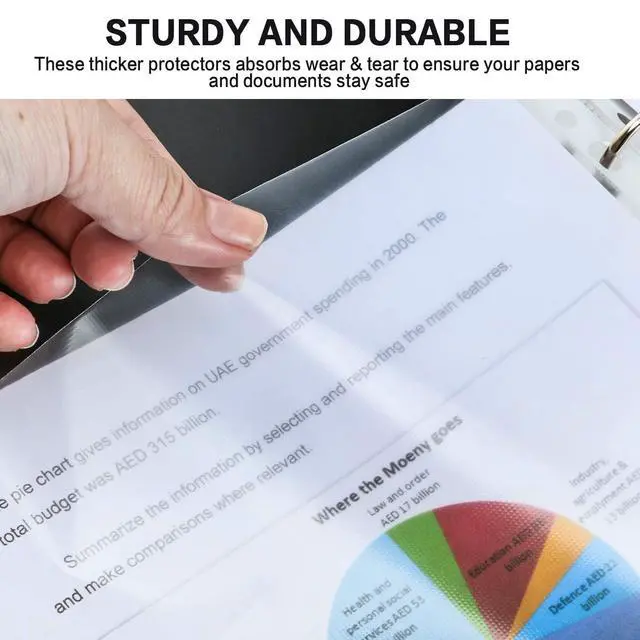 Alt view image 7 of 7 - 1000 Pack Heavy Duty Sheet Protectors Fit 3 Ring Binder, Letter Size Clear Heavy Duty Plastic, 9.25 x 11.25 inch, Reinforced 11-Hole, Fit for 3 Ring Binder, Top Loaded, Excluding Acid