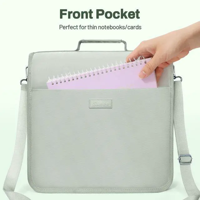 Alt view image 6 of 7 - Zipper Binder 3 Ring, 3 Inch O-Ring with Handle and Shoulder Strap, 600-Sheet Capacity, 5-Tab Expanding File Folder, Multi-Pockets for Middle School Organizer Binder with Zipper, Sage Green