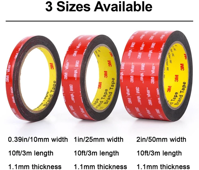 Alt view image 2 of 7 - 3M Double Sided Tape Heavy Duty Mounting Tape Strong Adhesive Tape Waterproof Foam Tape Picture Hanging Strips for LED Strip Light Indoor and Outdoor (2in X 10ft) (Pack of 2)