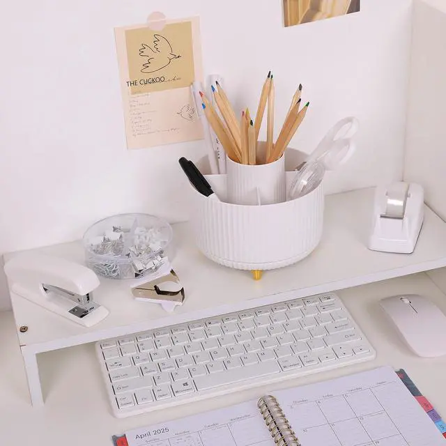Alt view image 7 of 7 - White Office Supplies Set, Office Desk Accessories 10PCS, Pencil Holder for Desk, Stapler, Tape Dispenser, Scissors, Ruler, Binder/Paper Clips and 1000pcs Staples,Desk Supplies Set