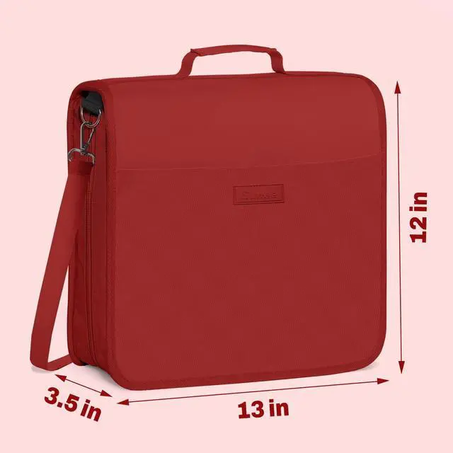 Alt view image 5 of 7 - Zipper Binder 3 Ring, 3 Inch O-Ring with Handle and Shoulder Strap, 600-Sheet Capacity, 5-Tab Expanding File Folder, Multi-Pockets for Middle School Organizer Binder with Zipper, Bright Red