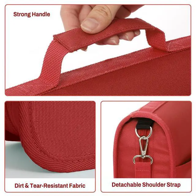 Alt view image 7 of 7 - Zipper Binder 3 Ring, 3 Inch O-Ring with Handle and Shoulder Strap, 600-Sheet Capacity, 5-Tab Expanding File Folder, Multi-Pockets for Middle School Organizer Binder with Zipper, Bright Red