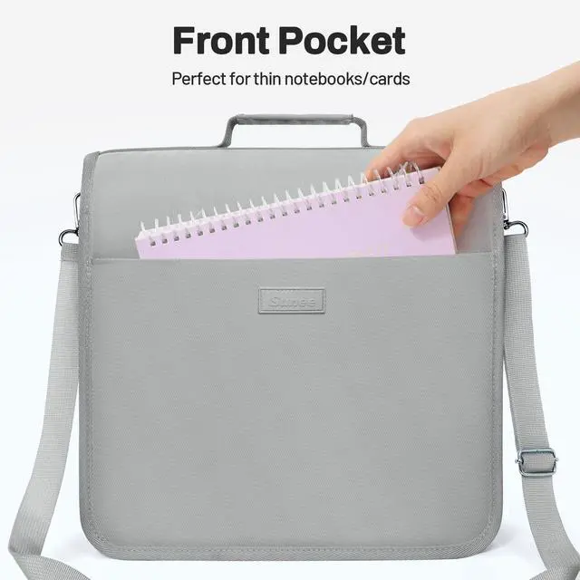 Alt view image 6 of 7 - Zipper Binder 3 Ring, 3 Inch O-Ring with Handle and Shoulder Strap, 600-Sheet Capacity, 5-Tab Expanding File Folder, Multi-Pockets for Middle School Organizer Binder with Zipper, Light Grey