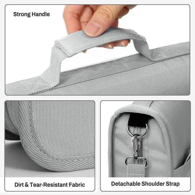 Alt view image 7 of 7 - Zipper Binder 3 Ring, 3 Inch O-Ring with Handle and Shoulder Strap, 600-Sheet Capacity, 5-Tab Expanding File Folder, Multi-Pockets for Middle School Organizer Binder with Zipper, Light Grey