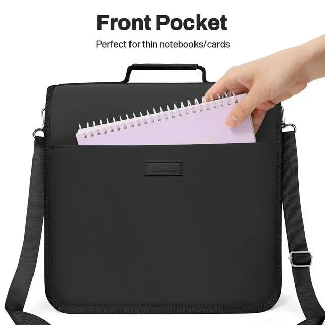 Alt view image 6 of 7 - Zipper Binder 3 Ring, 3 Inch O-Ring with Handle and Shoulder Strap, 600-Sheet Capacity, 5-Tab Expanding File Folder, Multi-Pockets for Middle School Organizer Binder with Zipper, Black