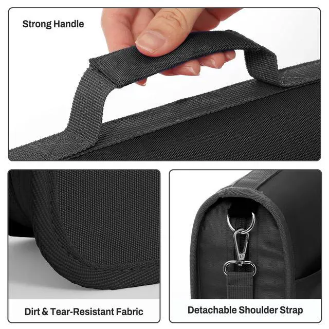 Alt view image 7 of 7 - Zipper Binder 3 Ring, 3 Inch O-Ring with Handle and Shoulder Strap, 600-Sheet Capacity, 5-Tab Expanding File Folder, Multi-Pockets for Middle School Organizer Binder with Zipper, Black