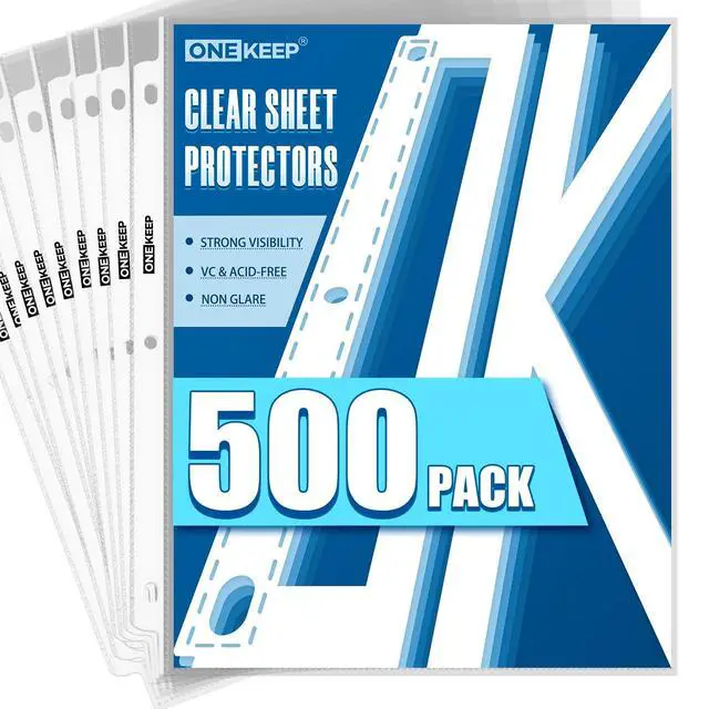 Alt view image 7 of 7 - 500 Pack Sheet Protectors, Top Loading Reinforced 3-Hole Page Protectors for 3-Ring Binders, Fits Standard 8.5" x 11" Letter Size Paper, Perfect for Documents & Photos, Office Supplies