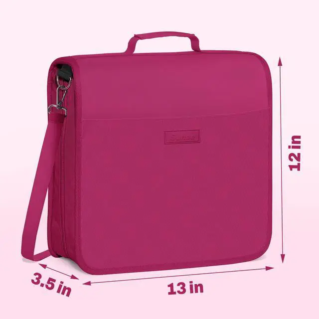 Alt view image 5 of 7 - Zipper Binder 3 Ring, 3 Inch O-Ring with Handle and Shoulder Strap, 600-Sheet Capacity, 5-Tab Expanding File Folder, Multi-Pockets for Middle School Organizer Binder with Zipper, Berry Pink