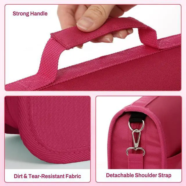 Alt view image 7 of 7 - Zipper Binder 3 Ring, 3 Inch O-Ring with Handle and Shoulder Strap, 600-Sheet Capacity, 5-Tab Expanding File Folder, Multi-Pockets for Middle School Organizer Binder with Zipper, Berry Pink