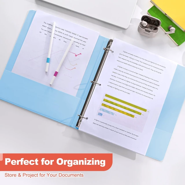 Alt view image 6 of 7 - Basic 1-Inch 3-Ring-Binder, Customizable Clear View Cover, for US Letter Size 8-1/2 x 11'', Perfect for Office/School (Bright Colors -12 Pack)