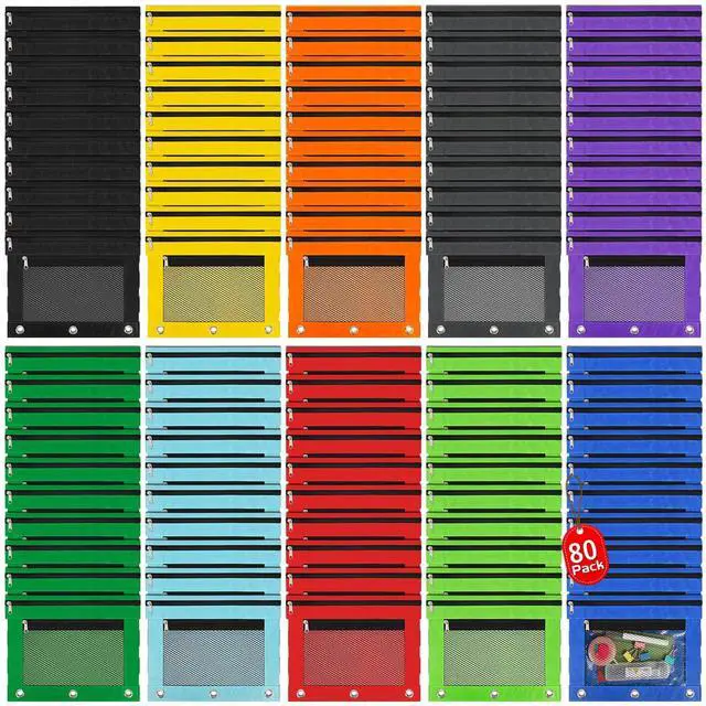 Main image of 80 Pack Pencil Pouch for 3 Ring Binder Pencil Pouches with Zipper Pencil Pouches Pencil Bags for Classroom bulk Pencil Box Pencil Case for Storing School Students Teacher Supplies