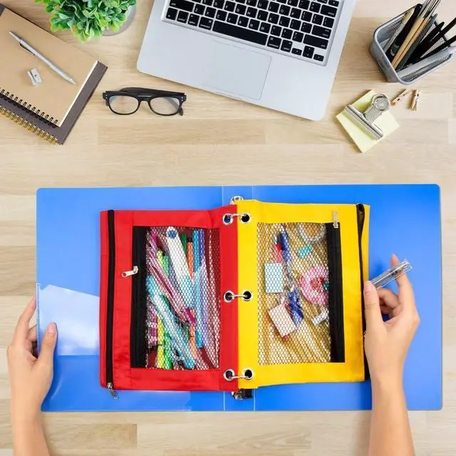 Alt view image 3 of 6 - 80 Pack Pencil Pouch for 3 Ring Binder Pencil Pouches with Zipper Pencil Pouches Pencil Bags for Classroom bulk Pencil Box Pencil Case for Storing School Students Teacher Supplies