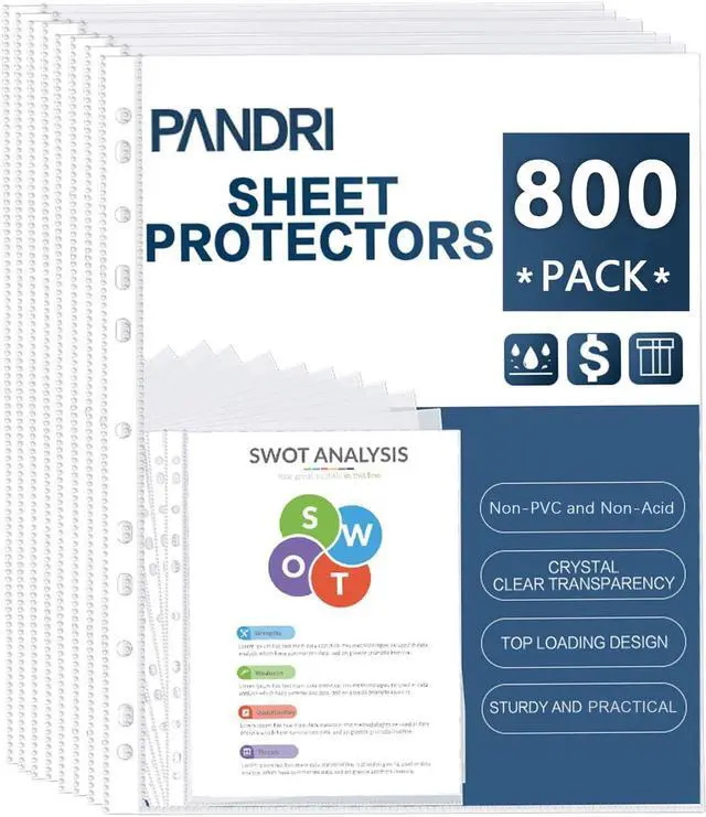 Main image of 800 Pack Heavy Duty Sheet Protectors Fit 3 Ring Binder, Letter Size Clear Heavy Duty Plastic, 9.25 x 11.25 inch, Reinforced 11-Hole, Fit for 3 Ring Binder, Top Loaded, Excluding Acid
