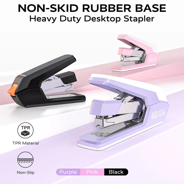 Alt view image 5 of 7 - Heavy Duty Stapler for Desk with 40-50 Sheet, 2000 Staples, Pink Classroom Stapler, Teacher Stapler, Office Stapler, Ergonomic & Easy to Load Desktop Stapler, Magnetic Staple Remover