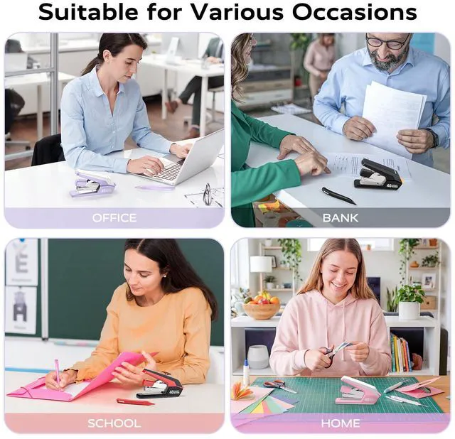 Alt view image 6 of 7 - Heavy Duty Stapler for Desk with 40-50 Sheet, 2000 Staples, Pink Classroom Stapler, Teacher Stapler, Office Stapler, Ergonomic & Easy to Load Desktop Stapler, Magnetic Staple Remover