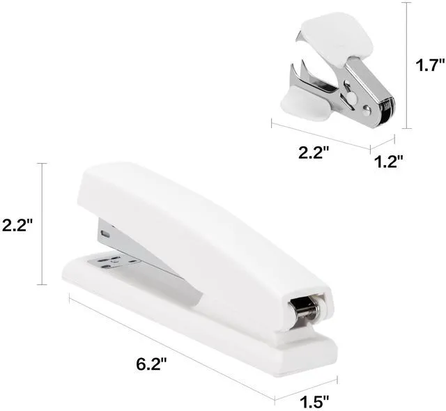 Alt view image 3 of 7 - Stapler, 2000 Staples and 2 Staple Removers, 2 Pack, White 25 Sheet Capacity, Desktop Stapler