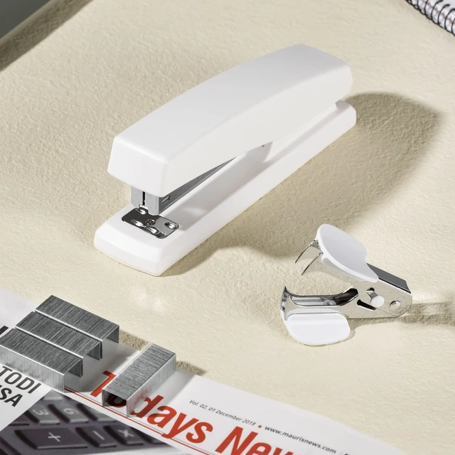 Alt view image 7 of 7 - Stapler, 2000 Staples and 2 Staple Removers, 2 Pack, White 25 Sheet Capacity, Desktop Stapler