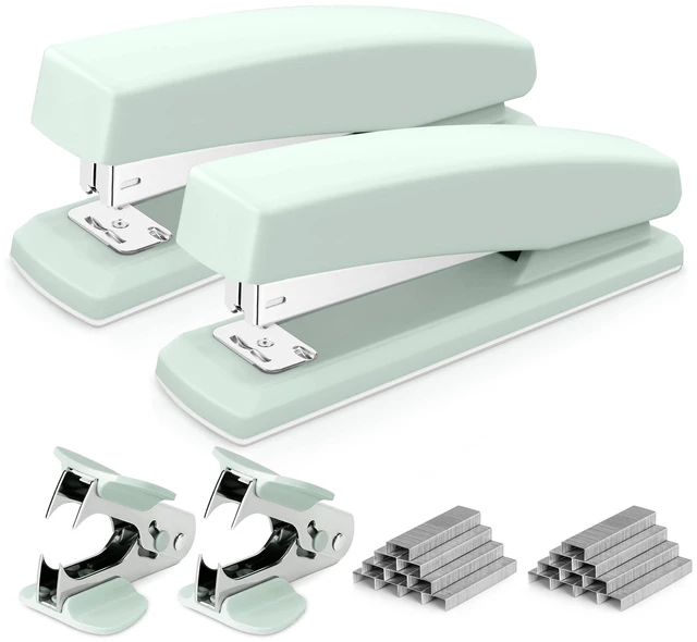Main image of Stapler, 2000 Staples and 2 Staple Removers, 2 Pack, Green 25 Sheet Capacity, Desktop Stapler