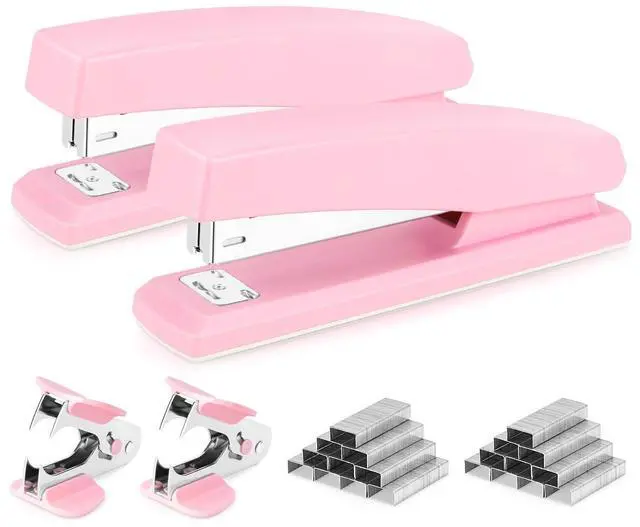Main image of Stapler, 2000 Staples and 2 Staple Removers, 2 Pack, Pink 25 Sheet Capacity, Desktop Stapler