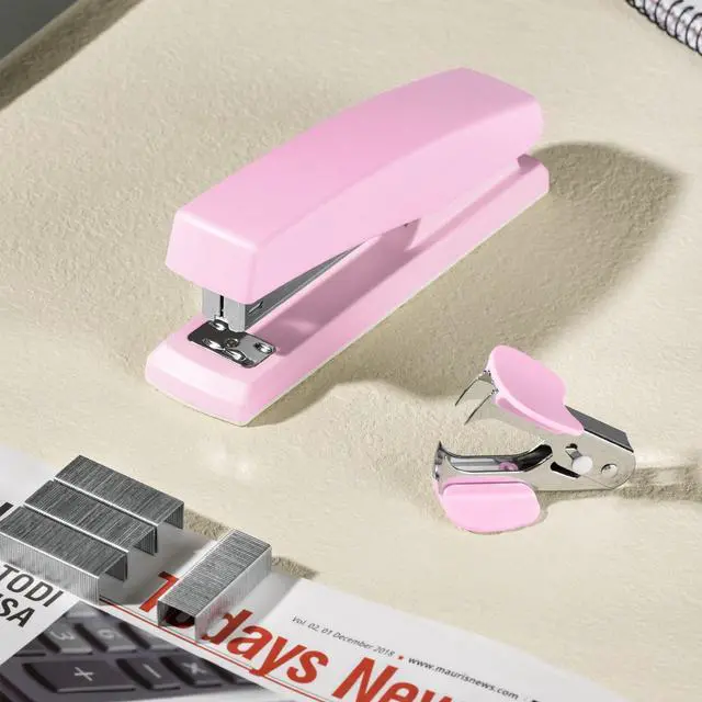 Alt view image 6 of 6 - Stapler, 2000 Staples and 2 Staple Removers, 2 Pack, Pink 25 Sheet Capacity, Desktop Stapler