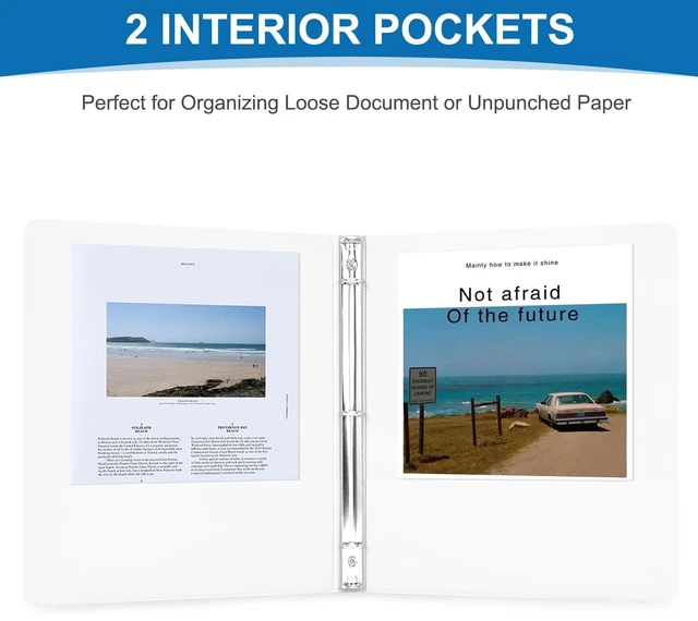 Alt view image 5 of 7 - Durable 1/2 Inch 3-Ring Binder, 0.5-inch Round Ring Binder with 2 Inside Pockets, 12 Pack White Binders, Clear View CoverBinder Holds 8.5'' x 11''Paper for Office/Home/Back to School