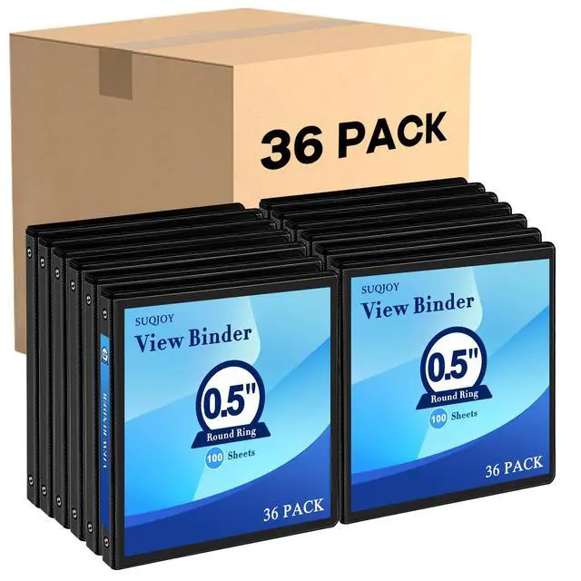 Main image of Durable 3 Ring Binders 0.5 Inch 36 Pack Bulk, Clear View Binders Bulk Three Ring Binders PVC Free, Fit for 8.5x11 inches for School or Office Supplie(Black