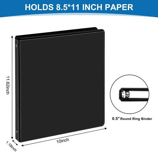 Alt view image 2 of 7 - Durable 3 Ring Binders 0.5 Inch 36 Pack Bulk, Clear View Binders Bulk Three Ring Binders PVC Free, Fit for 8.5x11 inches for School or Office Supplie(Black