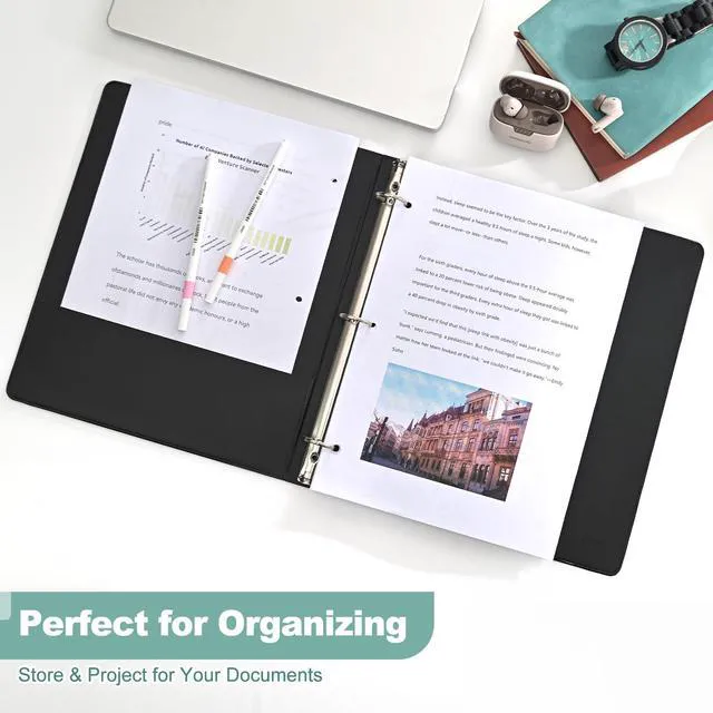 Alt view image 6 of 7 - 1-Inch 3-Ring-Binder, Customizable Clear View Cover, for US Letter Size 8-1/2 x 11'', Perfect for Office/School (Black - 12 Packs)