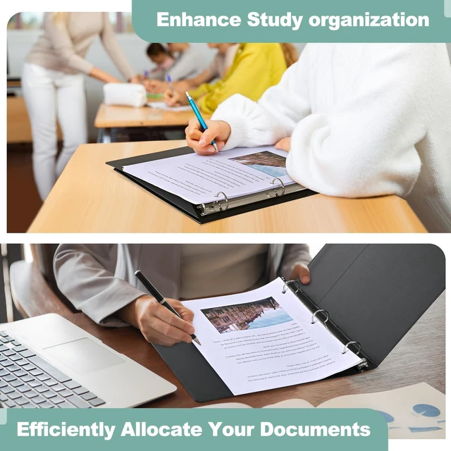 Alt view image 7 of 7 - 1-Inch 3-Ring-Binder, Customizable Clear View Cover, for US Letter Size 8-1/2 x 11'', Perfect for Office/School (Black - 12 Packs)