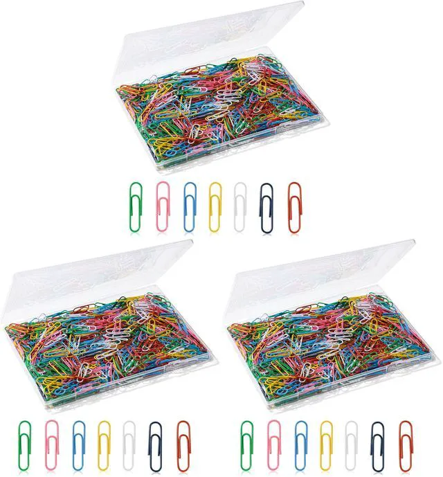 Main image of Paper Clips, 600Pcs Medium Paperclips for Office School & Personal Use, Daily DIY, 1-2/7" Colored Heavy Duty Ideal for Bookmark (Pack of 3)