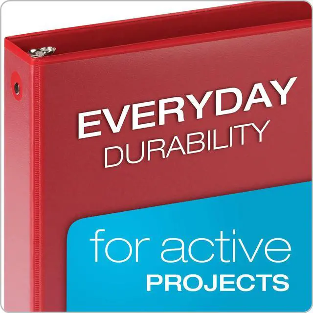 Alt view image 2 of 6 - 3 Ring Binders, Round Rings, Holds 350 Sheets, ClearVue Presentation View, Non-Stick, Assorted Colors (79550), 1.5 Inch (Pack of 4)
