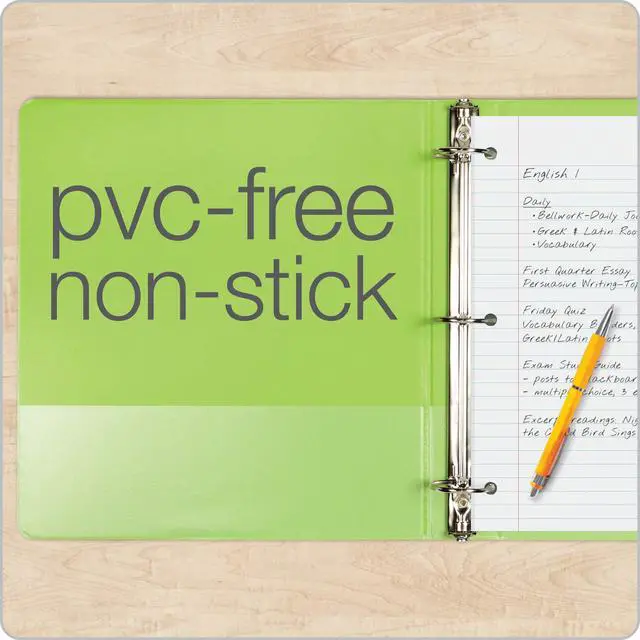 Alt view image 4 of 6 - 3 Ring Binders, Round Rings, Holds 350 Sheets, ClearVue Presentation View, Non-Stick, Assorted Colors (79550), 1.5 Inch (Pack of 4)