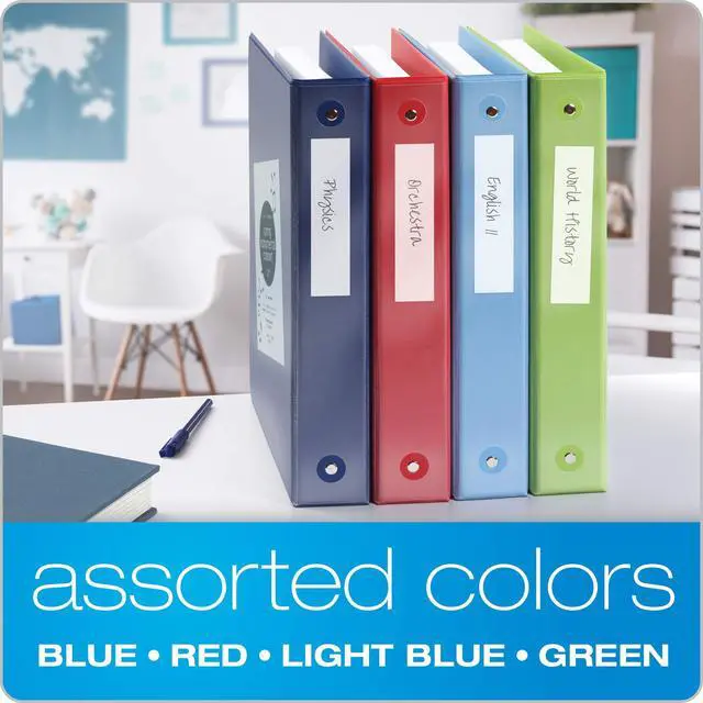 Alt view image 5 of 6 - 3 Ring Binders, Round Rings, Holds 350 Sheets, ClearVue Presentation View, Non-Stick, Assorted Colors (79550), 1.5 Inch (Pack of 4)