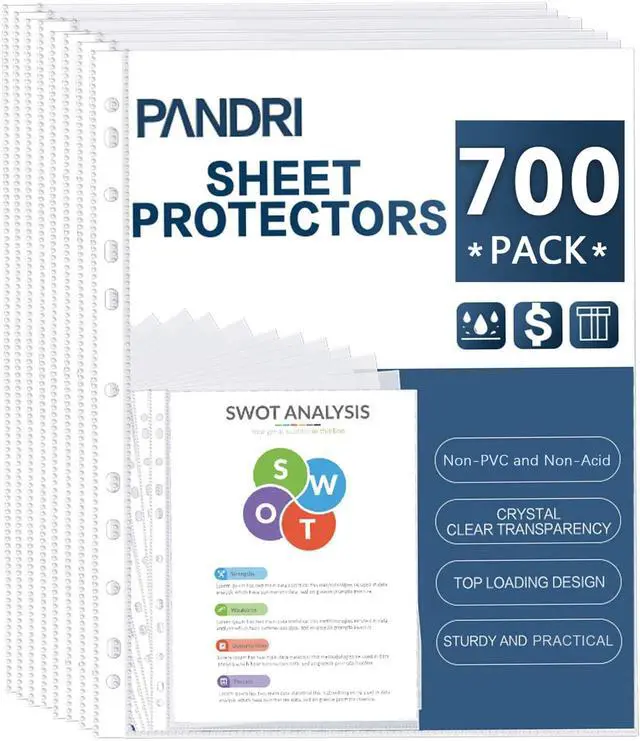 Main image of 700 Pack Heavy Duty Sheet Protectors Fit 3 Ring Binder, Letter Size Clear Heavy Duty Plastic, 9.25 x 11.25 inch, Reinforced 11-Hole, Fit for 3 Ring Binder, Top Loaded, Excluding Acid