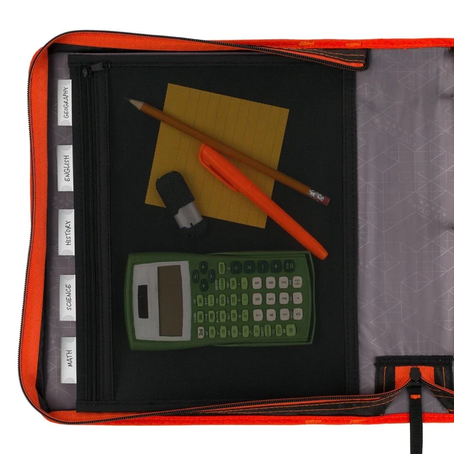 Alt view image 4 of 7 - Zipper Binder, 2 Inch 3-Ring Binder with Round Rings, Expansion Panel and 5-Tab Expanding File, 580 Sheet Capacity, Red/Black (29052CE8)
