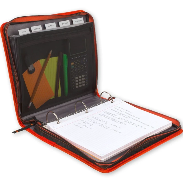 Alt view image 5 of 7 - Zipper Binder, 2 Inch 3-Ring Binder with Round Rings, Expansion Panel and 5-Tab Expanding File, 580 Sheet Capacity, Red/Black (29052CE8)