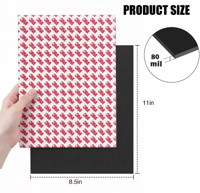 Alt view image 5 of 7 - 80Mil Magnetic Sheets with Adhesive 8.5" x 11",Self Sticky Anisotropic Sheet Magnet,Peel and Stick Letter Size for Heavy Duty Projects (2 PCS)